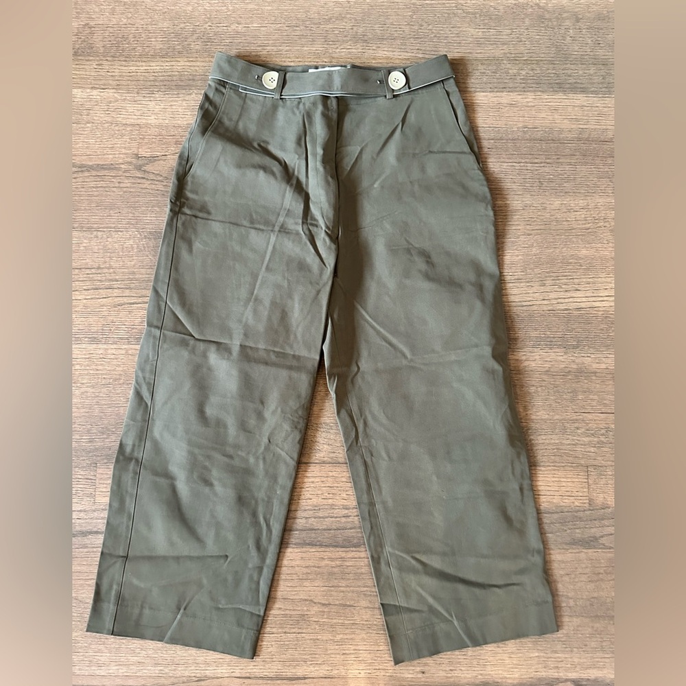 310MOOD Cropped Olive Green Straight Leg/Wide Leg Pants-Size Small